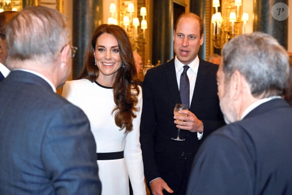 Le prince William, prince de Galles, et Catherine (Kate) Middleton, princesse de Galles - Déjeuner des gouverneurs généraux et des premiers ministres du royaume, avant le couronnement du roi Charles III, au palais de Buckingham à Londres. Le 5 mai 2023.