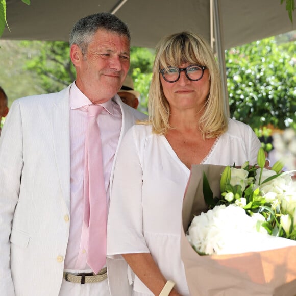 Exclusif - Mariage civil de Christine Bravo et Stéphane Bachot devant la mairie de Occhiatana en Corse le 11 Juin 2022 © Dominique Jacovides / Bestimage