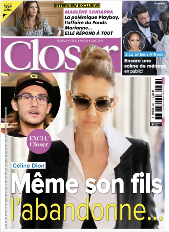 Céline Dion en couverture du magazine "Closer", numéro du 19 mai 2023