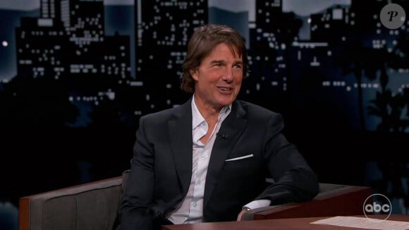 Capture d'écran - Tom Cruise admet avoir pleuré en retrouvant Val Kilmer dans "Top Gun: Maverick" lors de sa participation au "Jimmy Kimmel Live Show". Los Angeles, États-Unis le 25 Février 2023.