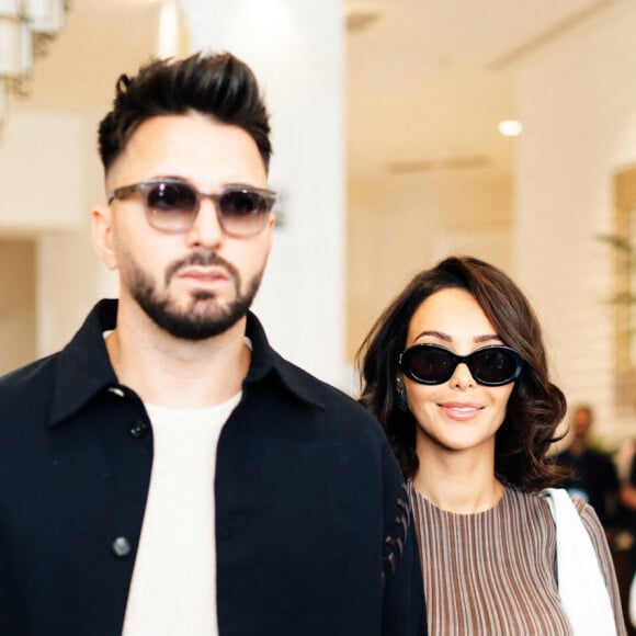 Nabilla et son mari Thomas Vergara à la sortie de l'hôtel "Martinez" lors du 76ème Festival International du Film de Cannes, le 23 mai 2023. © Da Silva / Perusseau / Bestimage