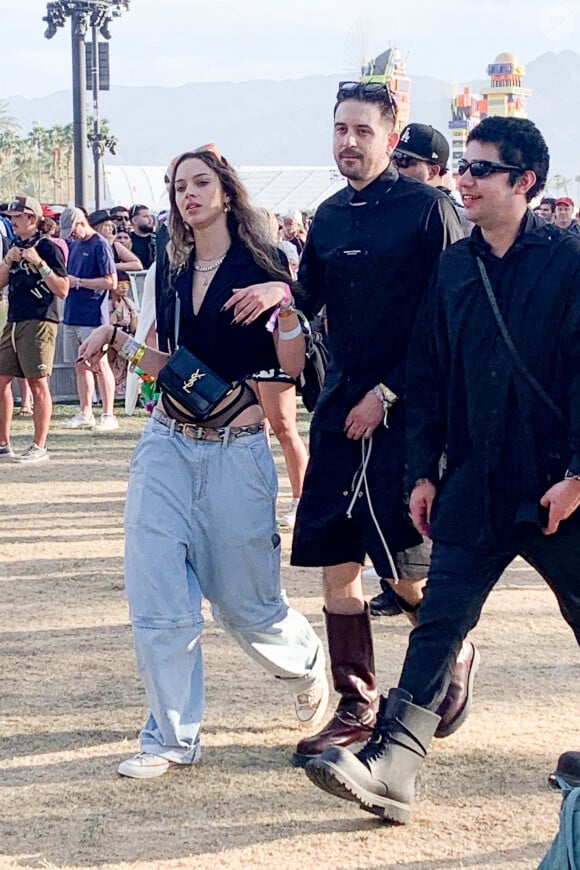 Exclusif - Jenaye Noah et son compagnon G-Eazy font un passage au festival de Coachella à Indio le 23 avril 2023.