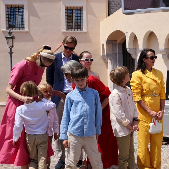 Beatrice Borromeo, Francesco et Stefano Casiraghi, la princesse Alexandra de Hanovre, Ben Sylvester Strautmann, Pauline Ducruet, Marie Ducruet, Louis Ducruet et Le prince Jacques de Monaco, marquis des Baux - "Le rocher en fête" la principauté de Monaco fête le centenaire du prince Rainier III à Monaco, le 31 mai 2023.© Claudia Albuquerque / Bestimage