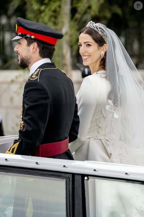 Mariage du prince Hussein de Jordanie et de Rajwa al Saif, au palais Zahran à Amman, Jordanie, le 1er juin 2023. 