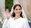 Rajwa de Jordanie est apparue dans une deuxième robe de mariée sublime pour la réception qui a suivi son mariage.
Mariage du prince Hussein de Jordanie et de Rajwa al Saif, au palais Zahran à Amman, Jordanie.