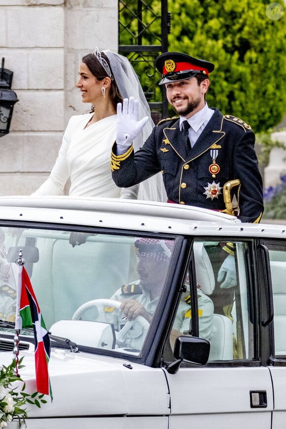 Mariage du prince Hussein de Jordanie et de Rajwa al Saif, au palais Zahran à Amman Jordanie), le 1er juin 2023. 