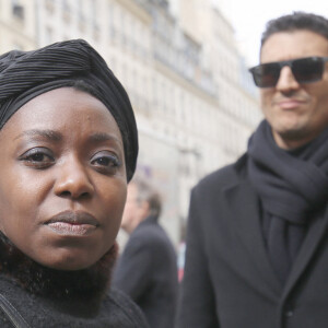 Claudia Mongumu et Ryad Baxx - Sorties des obsèques de Marion Game en l'église Saint Roch à Paris, France, le 31 mars 2023. © Jonathan Rebboah/Panoramic/Bestimage