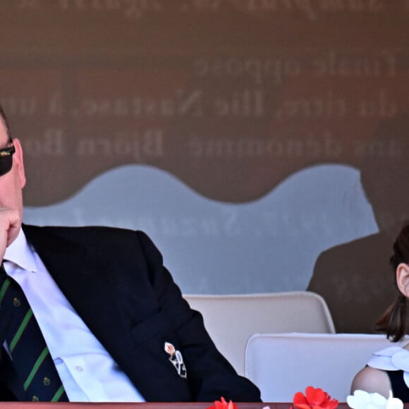 Le prince Albert II de Monaco, le prince héréditaire Jacques et la princesse Gabriella, Sean Wittstock avec sa femme Chantell Violet Serfontein - La famille princière de Monaco assiste à la finale homme du tournoi Rolex Monte Carlo Masters 2023 à Roquebrune-Cap-Martin le 16 avril 2023. En s'imposant devant Holger Rune (5-7, 6-2, 7-5), Andrey Rublev a décroché son tout premier Masters 1000. © Bruno Bebert/Bestimage 
