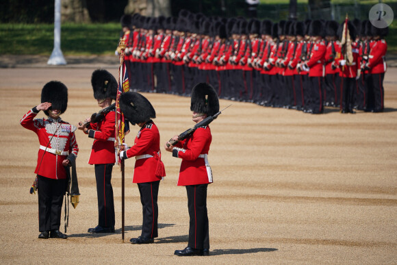 La revue du colonel, pour Trooping the Colour, à Horse Guards Parade à Londres, avant la parade d'anniversaire du roi le 17 juin. Samedi 10 juin 2023. Photo by Jonathan Brady/PA Wire/ABACAPRESS.COM