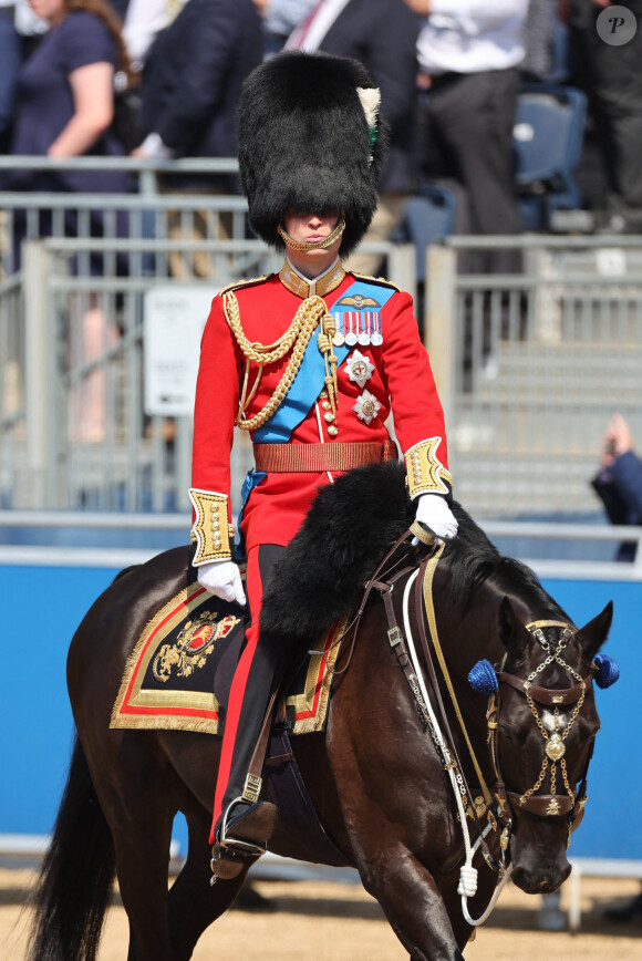 Le prince William, prince de Galles, pendant la revue du colonel, pour Trooping the Colour, à Horse Guards Parade à Londres, avant la parade d'anniversaire du roi le 17 juin. Samedi 10 juin 2023. Photo by Stephen Lock / i-Images/ABACAPRESS.COM