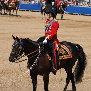 Le prince William, prince de Galles, pendant la revue du colonel, pour Trooping the Colour, à Horse Guards Parade à Londres, avant la parade d'anniversaire du roi le 17 juin. Samedi 10 juin 2023. Photo by Jonathan Brady/PA Wire/ABACAPRESS.COM