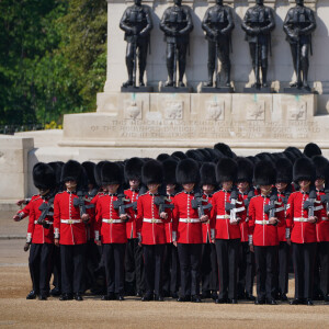 La revue du colonel, pour Trooping the Colour, à Horse Guards Parade à Londres, avant la parade d'anniversaire du roi le 17 juin. Samedi 10 juin 2023. Photo by Jonathan Brady/PA Wire/ABACAPRESS.COM