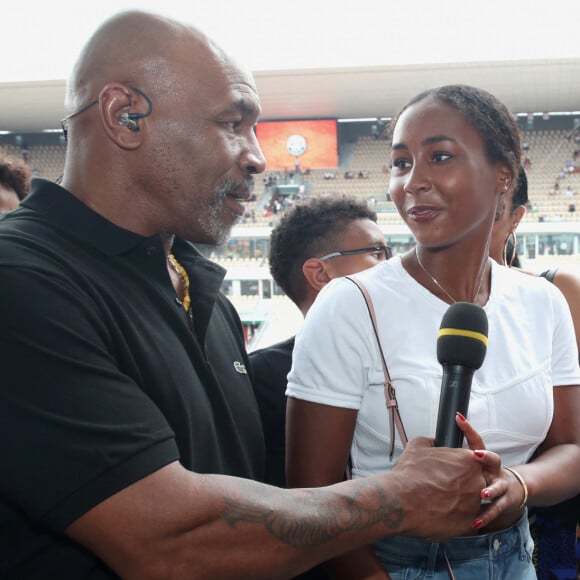 Exclusif - Mike Tyson et sa fille Milan Tyson vont donner une interview ensemble sur le Plateau de France Télévision lors des Internationaux de France de Tennis de Roland Garros 2023 - Jour 15 à Paris le 11 Juin 2023. © Bertrand Rindoff / Bestimage 