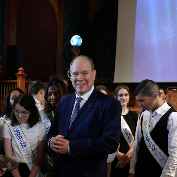Le prince Albert II de Monaco - Cérémonie de remise de prix du concours pédagogique "Oceano pour Tous" au musée Océanographique de Monaco, le 13 juin 2023. © Jean-François Ottonello/Nice Matin/Bestimage