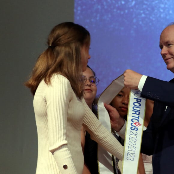 Le prince Albert II de Monaco - Cérémonie de remise de prix du concours pédagogique "Oceano pour Tous" au musée Océanographique de Monaco, le 13 juin 2023. © Jean-François Ottonello/Nice Matin/Bestimage