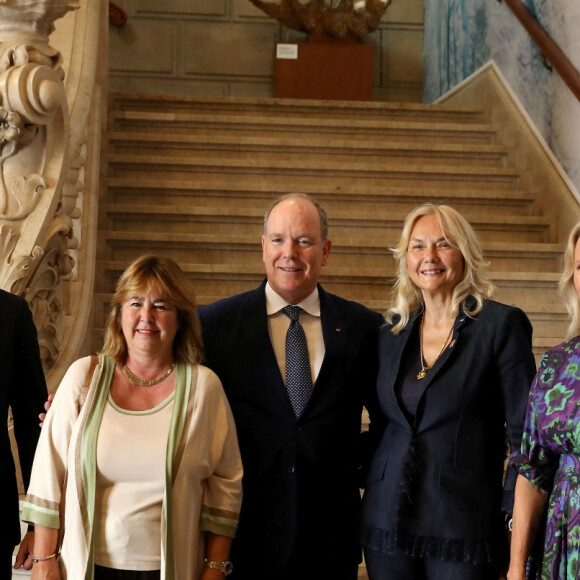 Le prince Albert II de Monaco et Estelle Lefébure- Cérémonie de remise de prix du concours pédagogique "Oceano pour Tous" au musée Océanographique de Monaco, le 13 juin 2023. © Jean-François Ottonello/Nice Matin/Bestimage