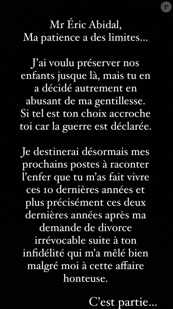 Dans un message posté sur Instagram ce 14 juin, Hayet Abidal annonce qu'elle va faire de grosses révélations sur son ex. "Accroche-toi car la guerre est déclarée", écrit notamment Hayet Abidal
 