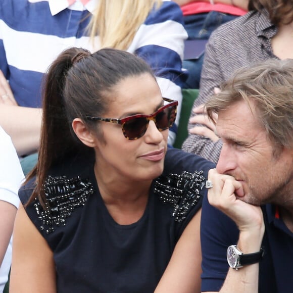 Elisa Tovati et son mari Sébastien Saussez- People dans les tribunes des Internationaux de France de tennis de Roland Garros à Paris. Le 25 mai 2016. © Dominique Jacovides / Bestimage 