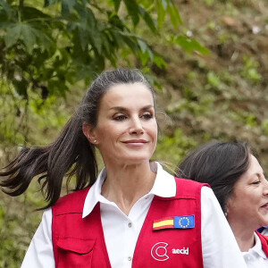 La reine Letizia d'Espagne en visite à la coopérative de café ECOMUN-CECOESPE à Cali lors du deuxième jour de son voyage officiel en Colombie. Le 14 juin 2023 