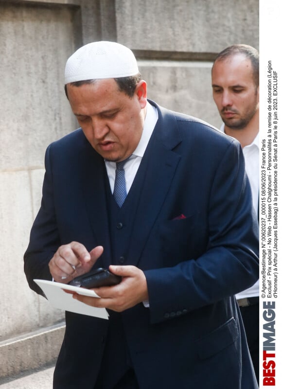 Exclusif - Hassen Chalghoumi - Personnalités à la remise de décoration (Légion d'Honneur) à Arthur (Jacques Essebag) à la présidence du Sénat à Paris le 8 juin 2023.