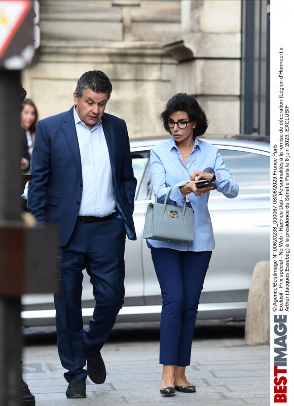 Exclusif - Rachida Dati - Personnalités à la remise de décoration (Légion d'Honneur) à Arthur (Jacques Essebag) à la présidence du Sénat à Paris le 8 juin 2023.