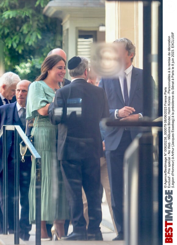 Exclusif - Mélusine Binder, Haïm Korsia- Personnalités à la remise de décoration (Légion d'Honneur) à Arthur (Jacques Essebag) à la présidence du Sénat à Paris le 8 juin 2023.