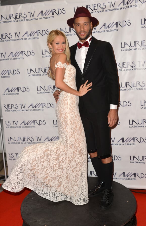 Tatiana Laurens et son mari Xavier Delarue - Cérémonie des "Lauriers TV Awards 2015" à la Cigale à Paris, le 6 janvier 2015.