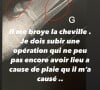 "Il me broie la cheville. Je dois subir une opération qui ne peut pas encore avoir lieu à cause de plaies qu'il m'a causées...", poursuit le compagnon de France Pierron