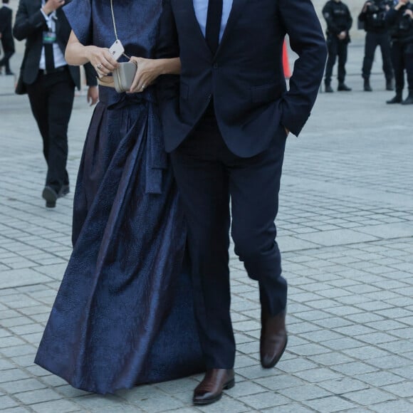 Exclusif - Jean Dujardin et sa femme Nathalie Péchalat arrivent à la cérémonie " 2023 Laureus World Sports Awards" à Paris le 8 mai 2023. 
