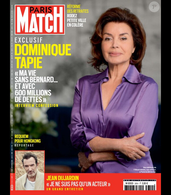 Dominique Tapie et Jean Dujardin en couverture de "Paris Match", le 16 mars 2023.