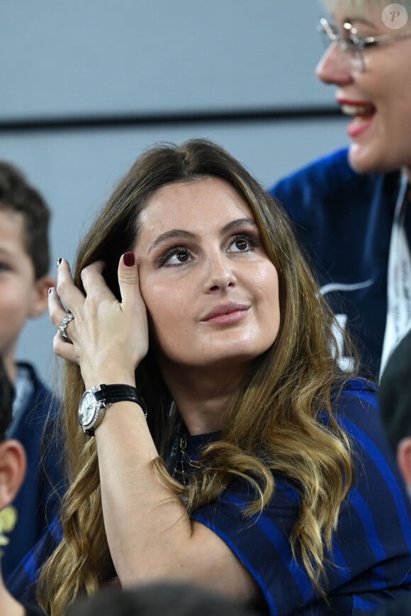 Marine Lloris, femme de H.Lloris (FRA) lors du match du groupe D opposant la France au Danemark de la coupe de Monde au stade 974 à Doha au Qatar, le 26 novembre 2022. La France a gagné 2-1. © Philippe Perusseau/Bestimage