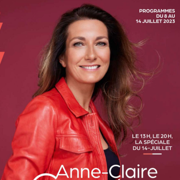 Anne-Claire Coudray sur la couverture du magazine "Télé 7 Jours", qui comprend une interview de Frédéric Diefenthal, ce lundi 3 juillet 2023.