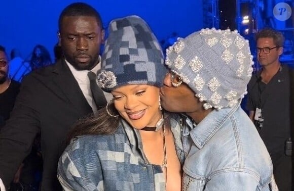 Exclusif - Rihanna enceinte et son compagnon ASAP Rocky au défilé de mode Louis Vuitton Homme, Collection Printemps-Été 2024 dans le cadre de la Fashion Week de Paris, le 20 Juin 2023.