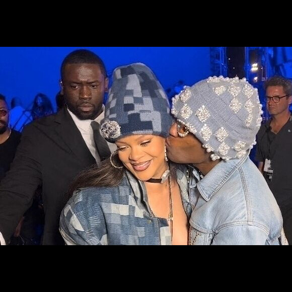Exclusif - Rihanna enceinte et son compagnon ASAP Rocky au défilé de mode Louis Vuitton Homme, Collection Printemps-Été 2024 dans le cadre de la Fashion Week de Paris, le 20 Juin 2023.