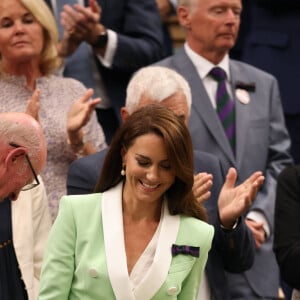 Catherine (Kate) Middleton, princesse de Galles dans les tribunes lors du tournoi de Wimbledon 2023 au All England Lawn Tennis and Croquet Club de Londres, Royaume Uni, le 4 juillet 2023.