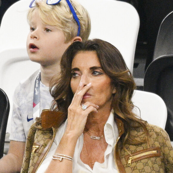 Claude Deschamps - femme de Didier Deschamps entraineur / Selectionneur France - People et joueurs en famille dans les tribunes lors du match de demi-finale "France - Maroc" lors de la Coupe du Monde 2022 au Qatar (FIFA World Cup Qatar 2022). © JB Autissier / Panoramic / Bestimage