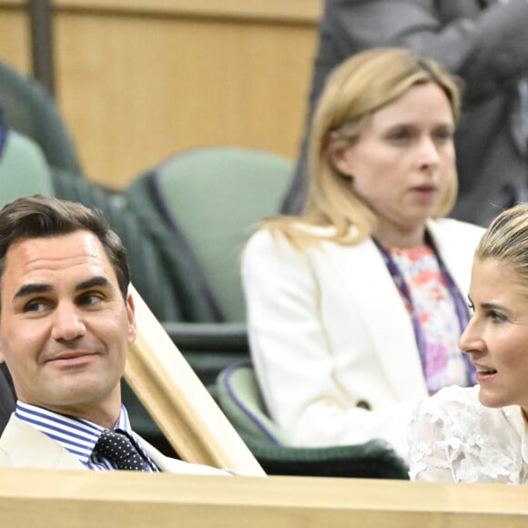 Roger Federer Mirka Federer et Catherine (Kate) Middleton, princesse de Galles, dans les tribunes du tournoi de Wimbledon 2023 à Londres, le 4 juillet 2023. 