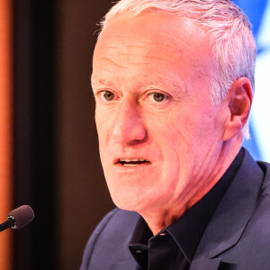 Didier Deschamps lors de la conférence de presse pour la liste des joueurs sélectionnés pour les éliminatoires de l'UEFA Euro 2024 au siège de la Fédération française de football à Paris, le 16 mars 2023.