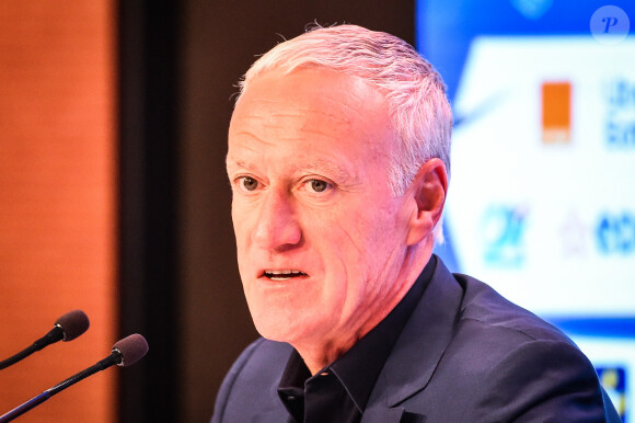 Didier Deschamps lors de la conférence de presse pour la liste des joueurs sélectionnés pour les éliminatoires de l'UEFA Euro 2024 au siège de la Fédération française de football à Paris, le 16 mars 2023.