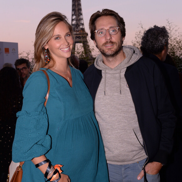 Exclusif - Ophélie Meunier et son mari Mathieu Vergne - Soirée Orange objectif 2024 au restaurant du café de l'homme à Paris le 23 septembre 2021. © Rachid Bellak/Bestimage 