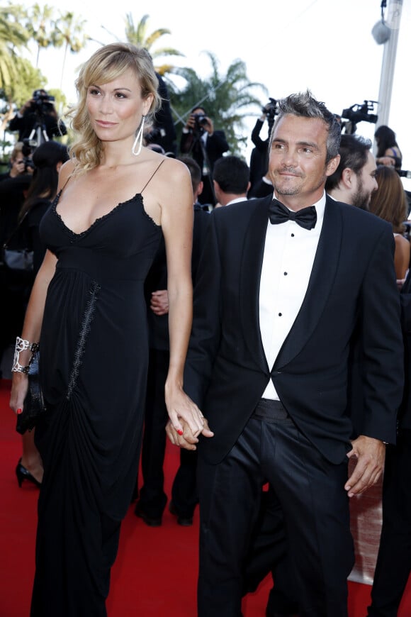 Richard Virenque et sa compagne Marie-Laure - Montée des marches du film "Deux jours, une nuit" lors du 67 ème Festival du film de Cannes – Cannes le 20 mai 2014.