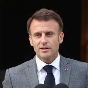 Emmanuel Macron lors de la cérémonie du 140ème anniversaire de la création de l'Alliance Française au Palais de l'Elysée à Paris. Le 21 juillet 2023 © Jérôme Domine / Pool / Bestimage 