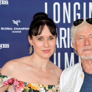 Exclusif - Hugues Aufray et sa compagne Muriel - Photocall du déjeuner - Longines Paris Eiffel Jumping au Champ de Mars à Paris, le samedi 6 juillet 2019. © Veeren Ramsamy/Bestimage