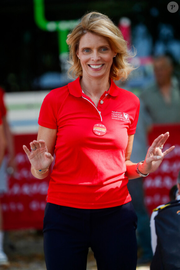 Exclusif - Sylvie Tellier - Pétanque du coeur dans le cadre le la 20ème édition de "l'étape du coeur" de l'association "Mécénat Chirurgie Cardiaque" (MCC) lors du tour de France 2023 au Fan Club de Bordeaux, France, le 06 juillet 2023. © Christophe Clovis / Bestimage