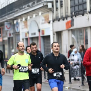 Vincent Ledoux, député du Nord, vice-président de la Métropole européenne de Lille - Gérald Darmanin, ministre de l'action et des comptes publics, participe à la 46ème édition de la course à pied "Les boucles Tourquennoises" à Tourcoing le 20 octobre 2019. Gérald Darmanin sera candidat à Tourcoing pour les prochaines élections municipales.