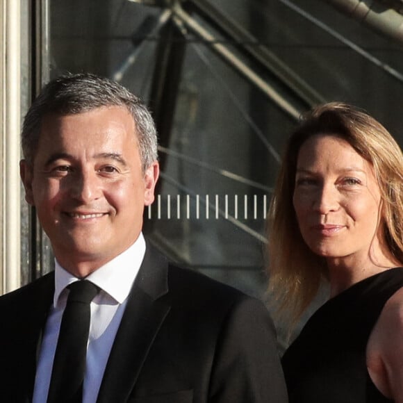 Le ministre de l'Intérieur, Gérald Darmanin et son épouse Rose-Marie Devillers lors d'un dîner au musée du Louvre en l'honneur du Premier ministre indien Narendra Modi, à Paris, France, le 14 juillet 2023. © Stéphane Lemouton/Bestimage 