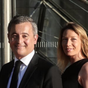 Le ministre de l'Intérieur, Gérald Darmanin et son épouse Rose-Marie Devillers lors d'un dîner au musée du Louvre en l'honneur du Premier ministre indien Narendra Modi, à Paris, France, le 14 juillet 2023. © Stéphane Lemouton/Bestimage 