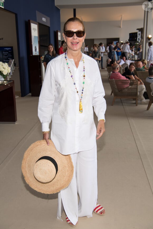 Exclusif - Carole Bouquet - People dans la tente VIP - Longines Paris Eiffel Jumping au Champ de Mars à Paris, le 7 juillet 2019. © Luc Castel/Bestimage 