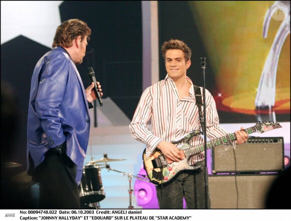 Johnny Hallyday et Edouard Algayon en duo sur le plateau de la "Star Academy".