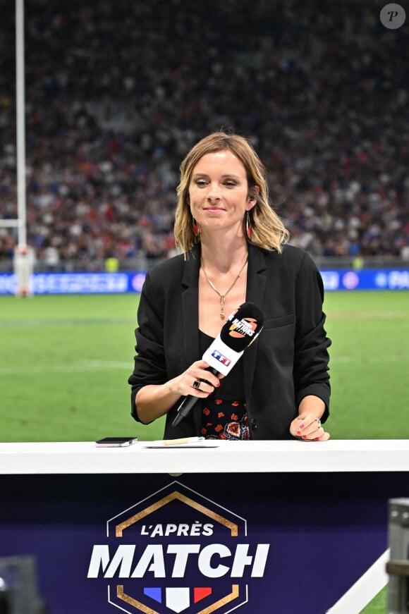 Isabelle Ithurburu (journaliste TF1) : France vs Ecosse (30-27) - Match préparatif pour la coupe du monde 2023 à Saint-Étienne le 12 août 2023. © Frédéric Chambert / Panoramic / Bestimage